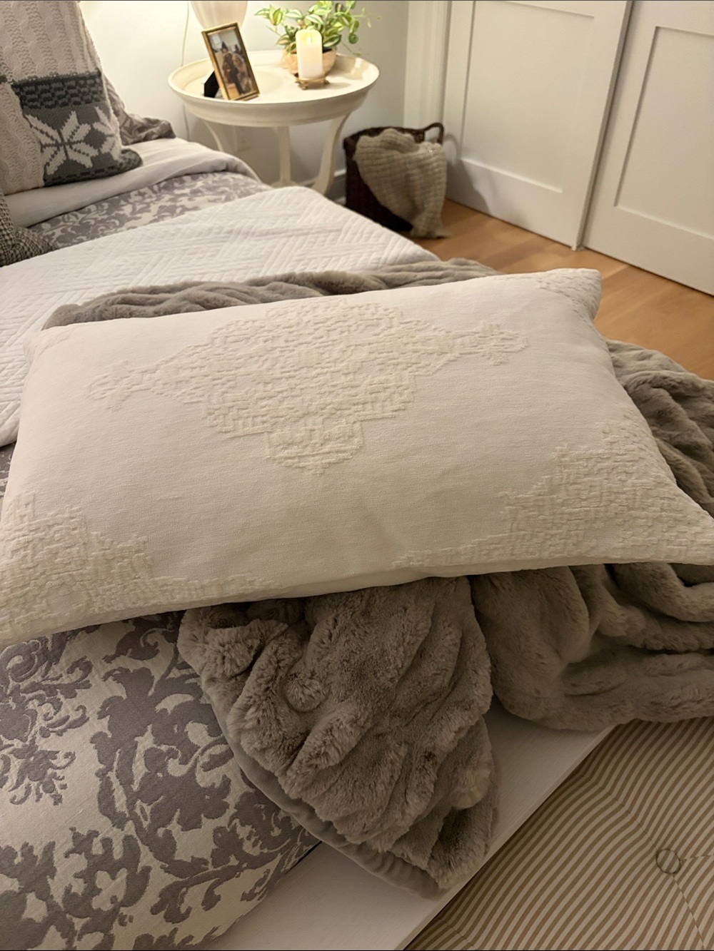 Ivory Textured Decorative Pillow - Neutral Accent